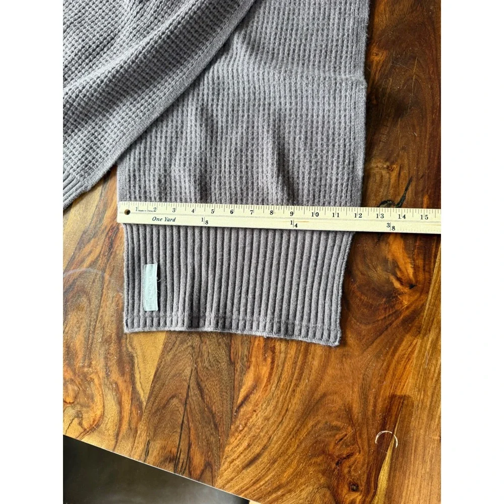 Everlane‎ Waffle Knit Scarf Taupe Grey Brown Ribbed Trim One Size OS Accessory